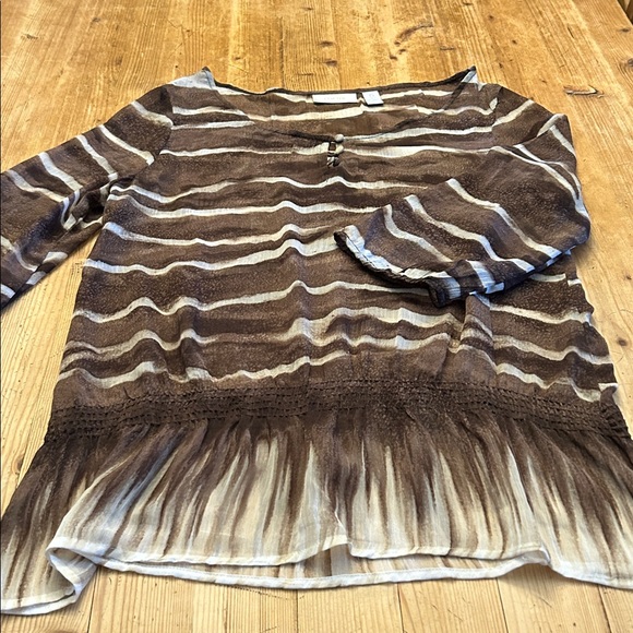 Chico's Brown and Cream Patterned Top - Picture 3 of 6